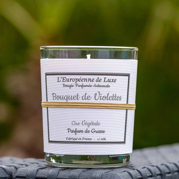 bougie en cire végétale 100% sans OGM senteur bouquet de violettes