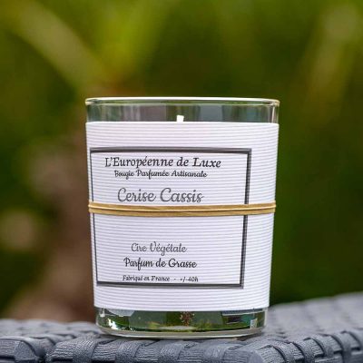 bougie en cire végétale 100% sans OGM senteur cerise cassis