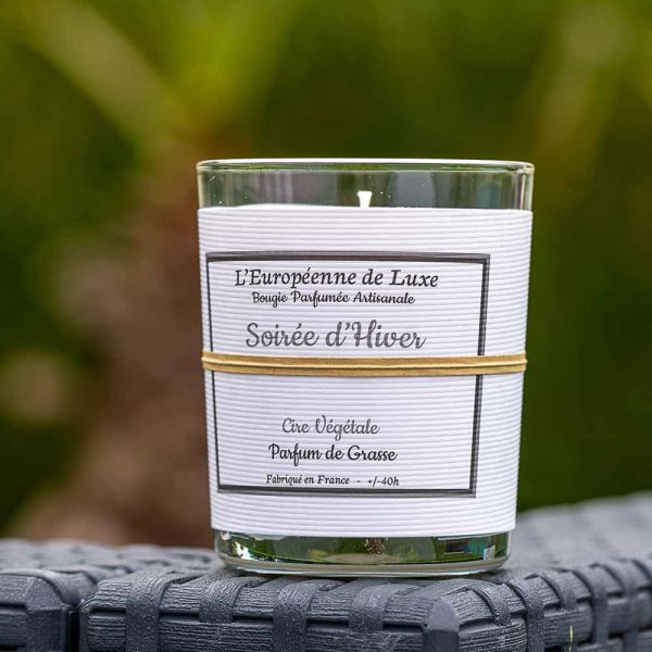 bougie en cire végétale 100% sans OGM senteur soirée d'hiver